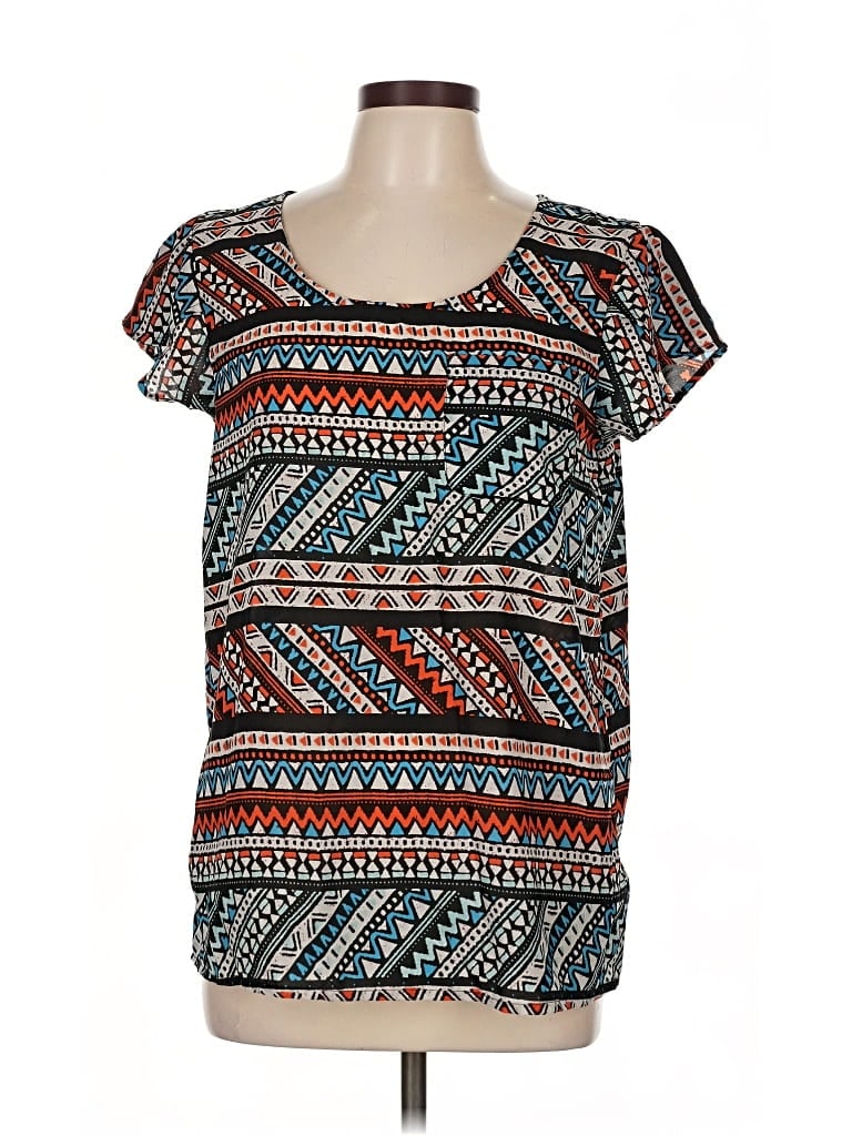 Pre-owned Japna Short Sleeve Top Teal Scoop Neck Tops In Blue