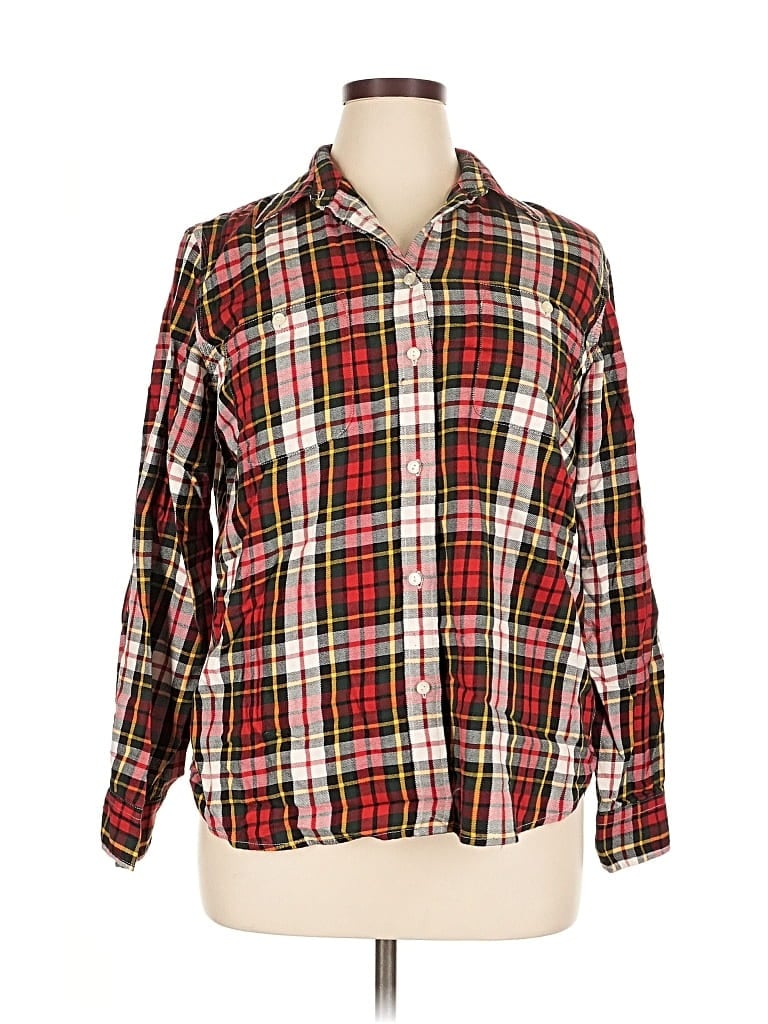 Pre-owned Lauren Jeans Co. Long Sleeve Button Down Shirt In Red
