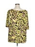 IMAN Animal Print Yellow 3/4 Sleeve Blouse Size 1X - photo 2