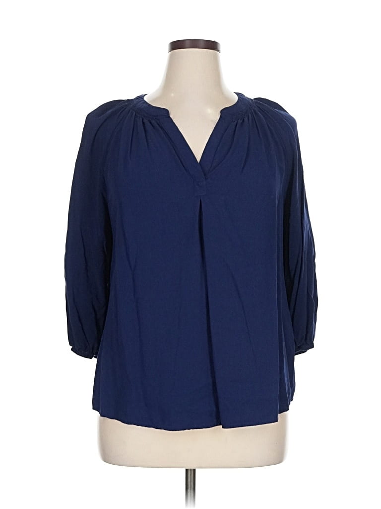 Pre-owned Crown & Ivy 3/4 Sleeve Blouse In Blue