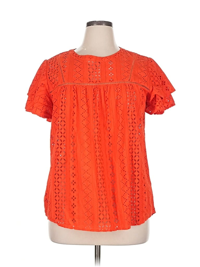 Pre-owned Pleione Short Sleeve Blouse In Orange