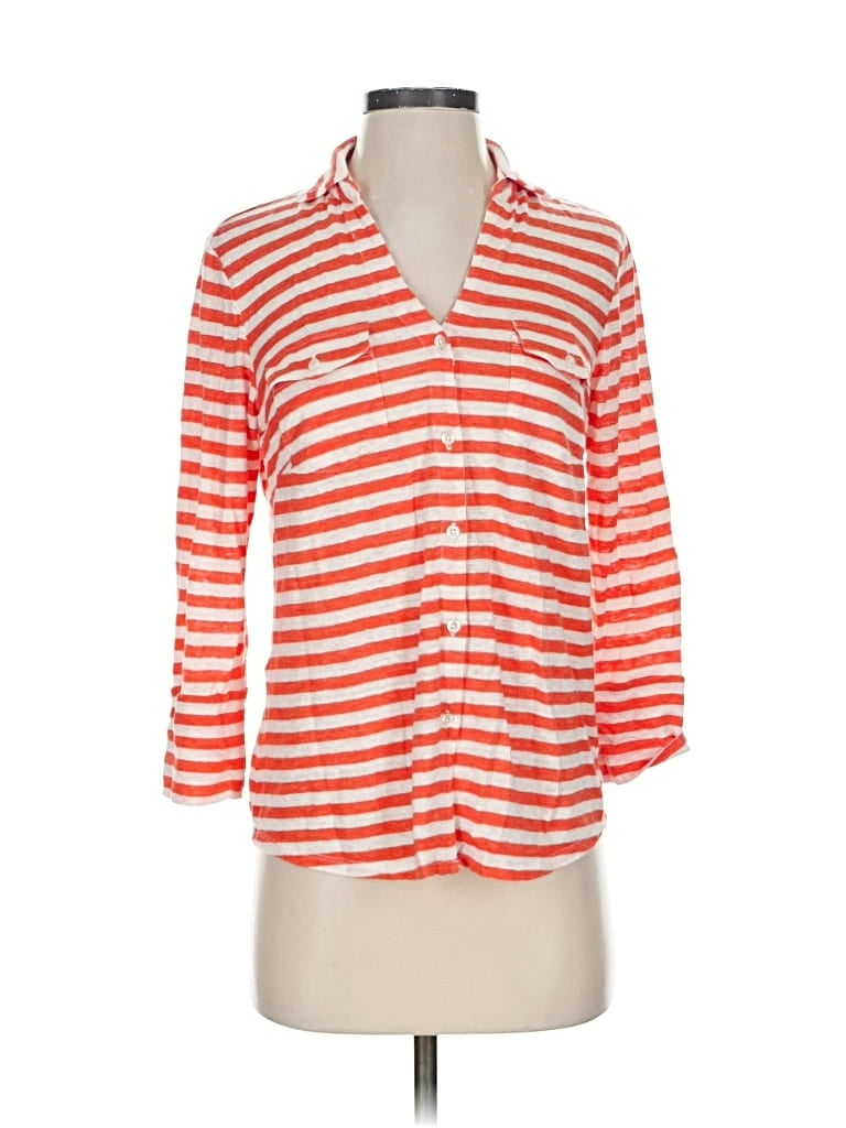 Pre-owned J. Mclaughlin 3/4 Sleeve Button Down Shirt In Orange