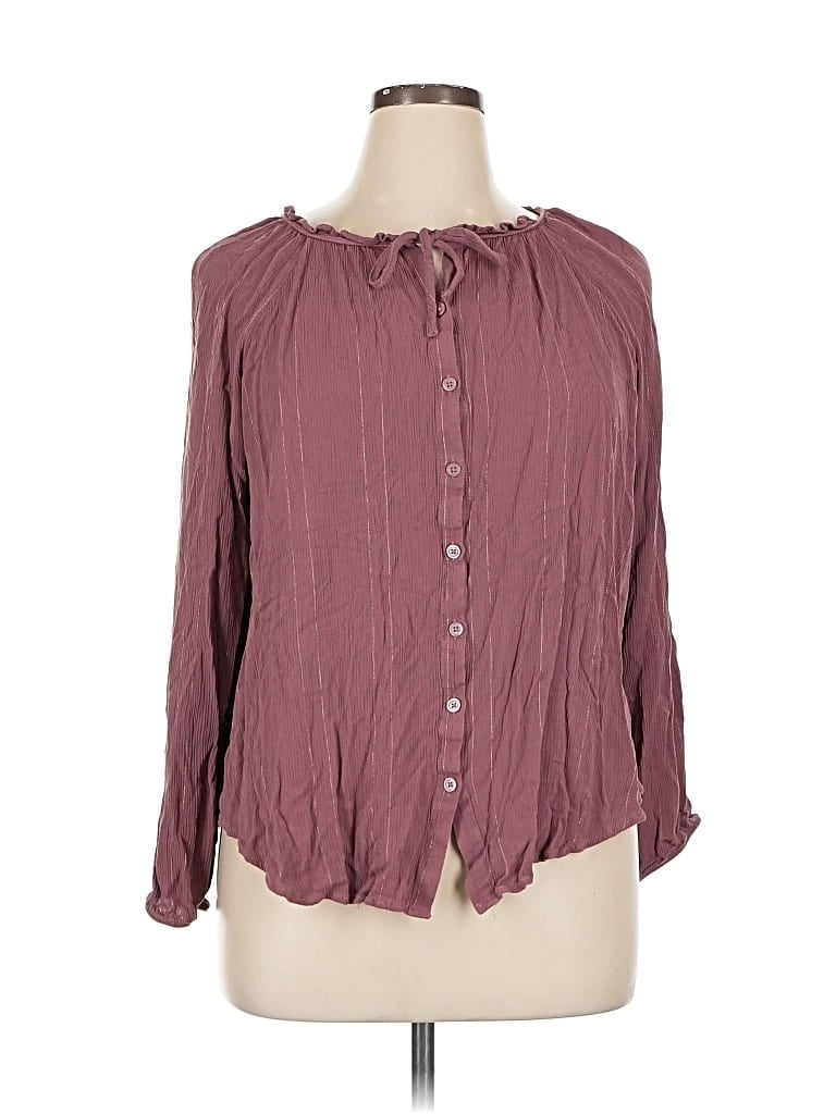 Pre-owned Torrid 3/4 Sleeve Blouse In Burgundy