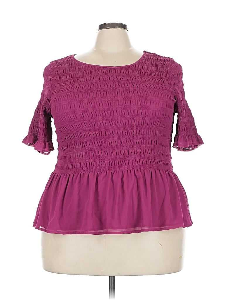 Pre-owned Torrid Short Sleeve Top Burgundy Sweetheart Neckline Tops