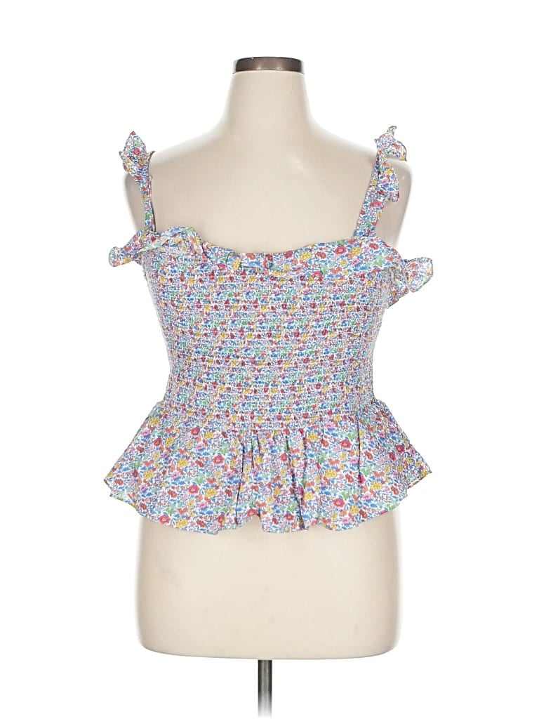 Pre-owned Liberty Art Fabrics For J.crew Sleeveless Top Blue Sweetheart Neckline Tops