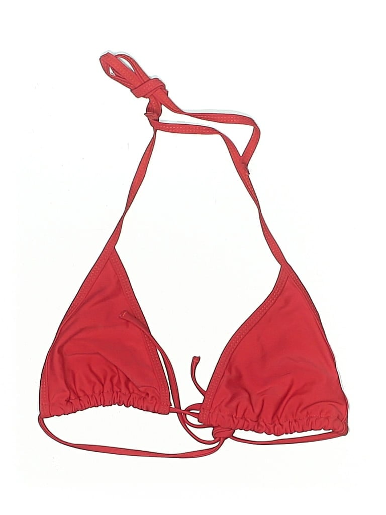 Pre-owned Unbranded Swimsuit Top Red Solid Pattern Swimwear