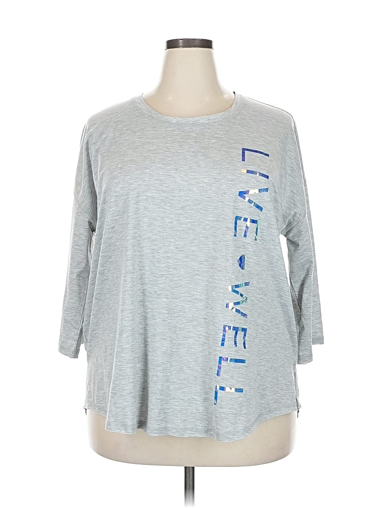 Pre-owned Live Well Active 3/4 Sleeve T-shirt In Gray