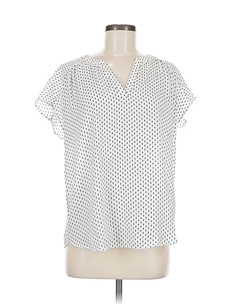 Pre-owned Banana Republic Factory Store Short Sleeve Blouse In White