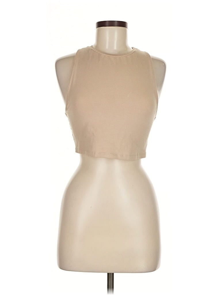 Pre-owned Zara Tank Top Tan Halter Neckline Tops In Brown