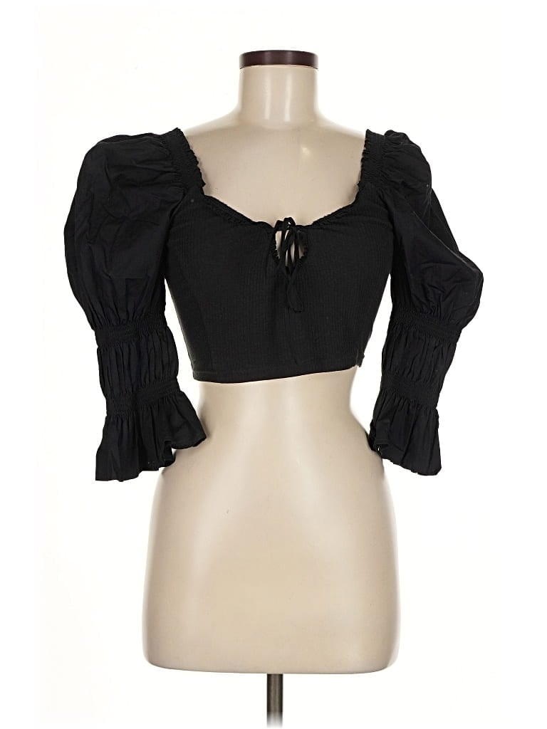 Pre-owned Urban Outfitters 3/4 Sleeve Blouse In Black