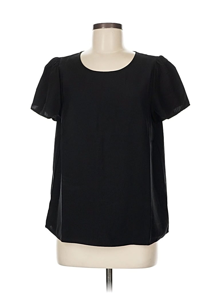 Pre-owned J.crew Factory Store Short Sleeve Blouse In Black