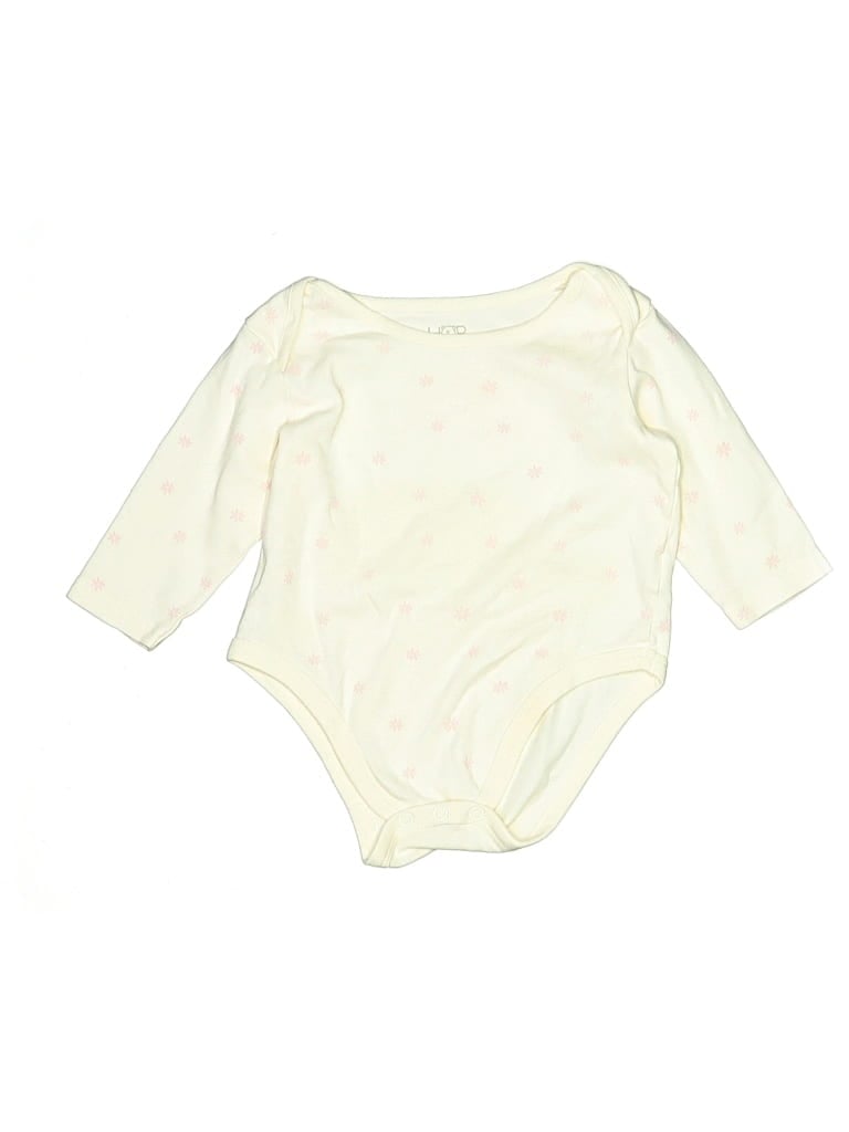 Pre-owned Le Top Baby Babies' Long Sleeve Onesie Ivory Crew Neck Bottoms In White