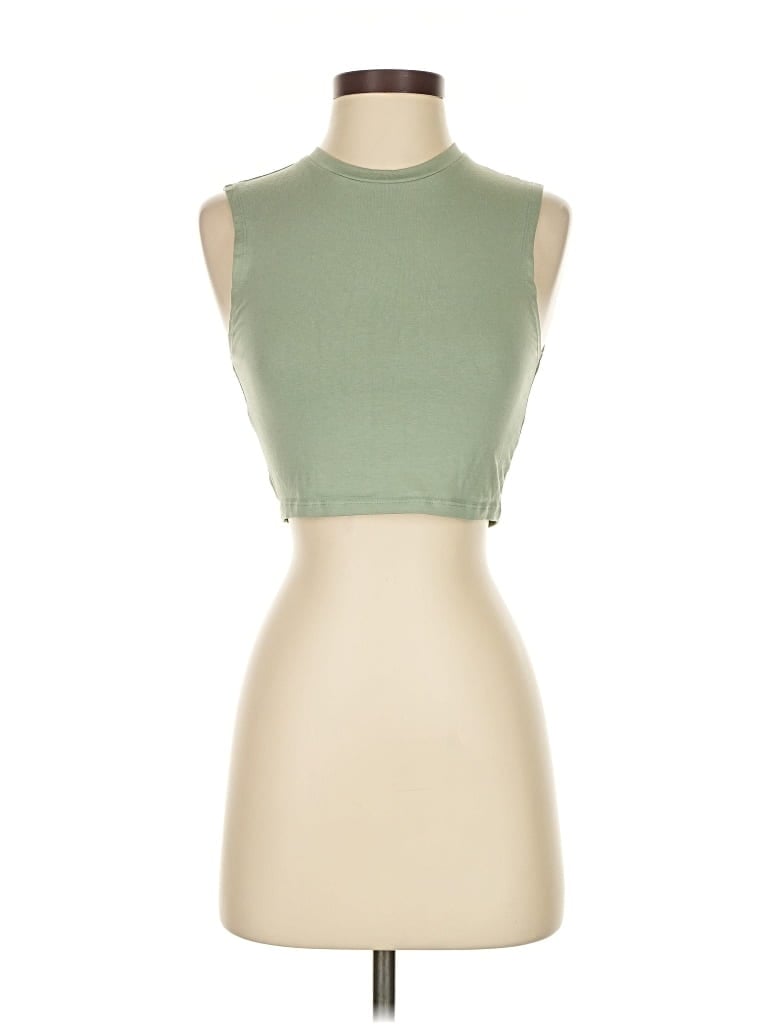 Pre-owned Zara Tank Top Green Halter Neckline Tops