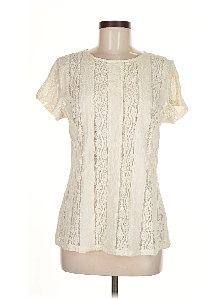 Pre-owned Cabi Short Sleeve Blouse In White