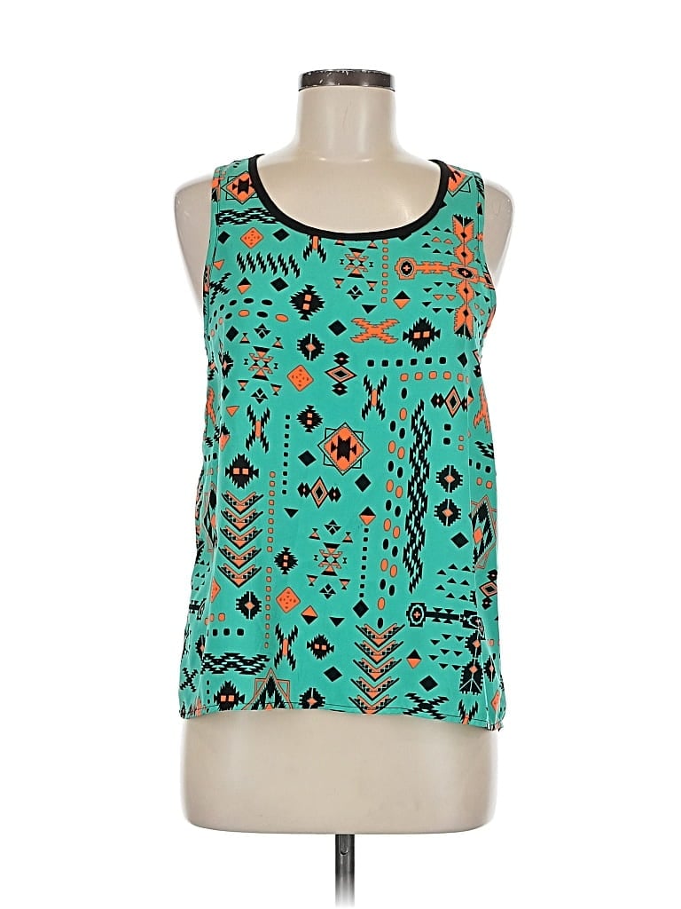 Pre-owned Miss Chievous Sleeveless Top Teal Halter Neckline Tops In Blue