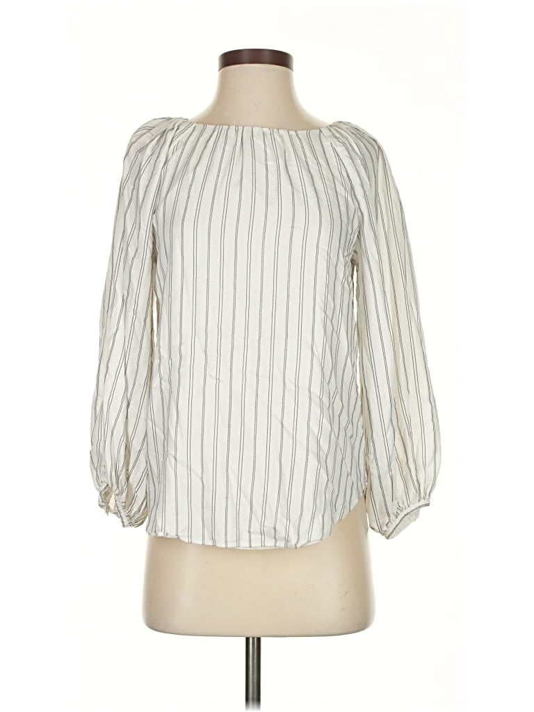 Pre-owned Ann Taylor Long Sleeve Blouse In White