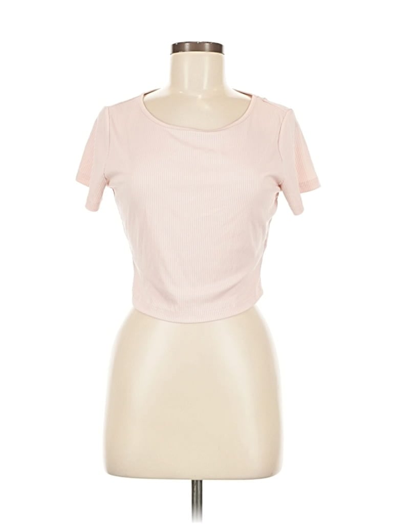 Pre-owned Ekouaer Short Sleeve Top Pink Keyhole Neckline Tops