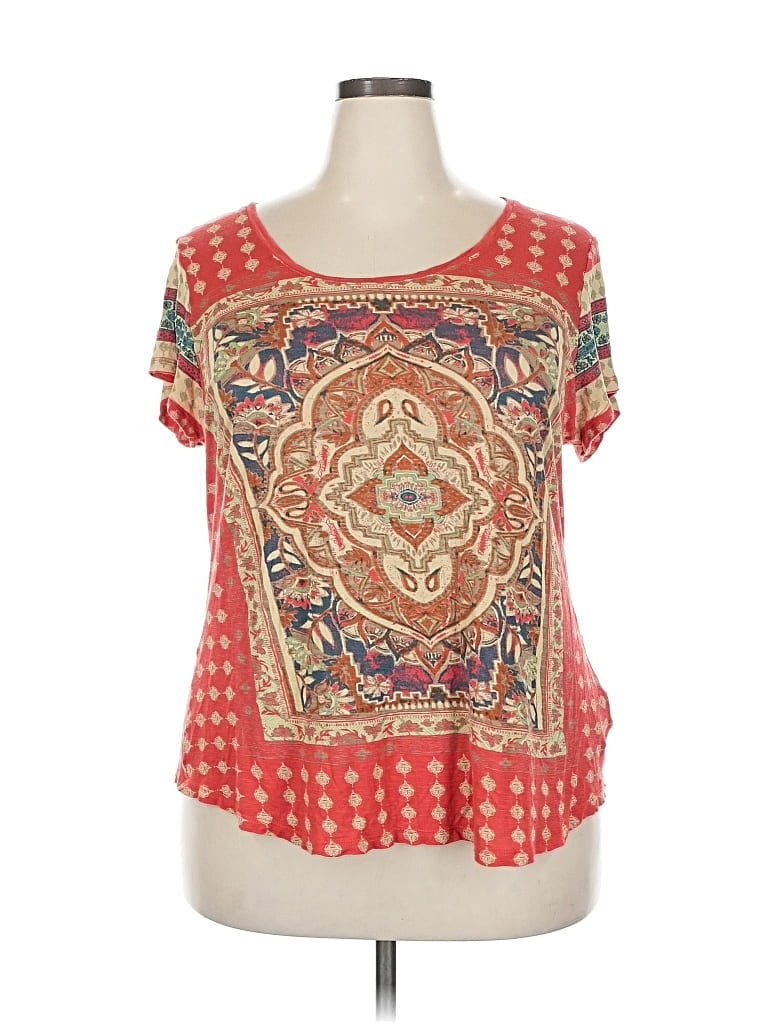 Pre-owned Lucky Brand Short Sleeve Blouse In Red