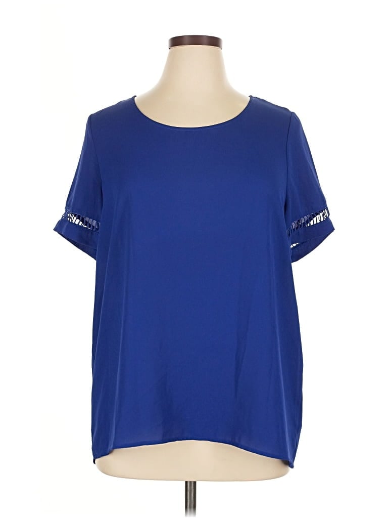Pre-owned Pleione Short Sleeve Blouse In Blue