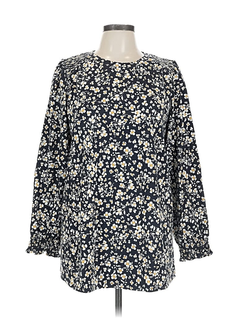 Pre-owned Jjill Long Sleeve Blouse In Blue