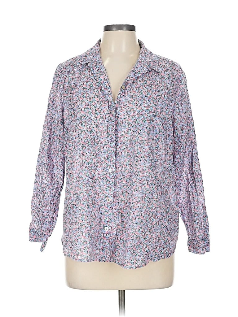 Pre-owned Jjill Long Sleeve Blouse In Purple