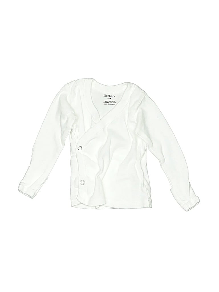 Pre-owned Gerber Babies' Long Sleeve T-shirt In White