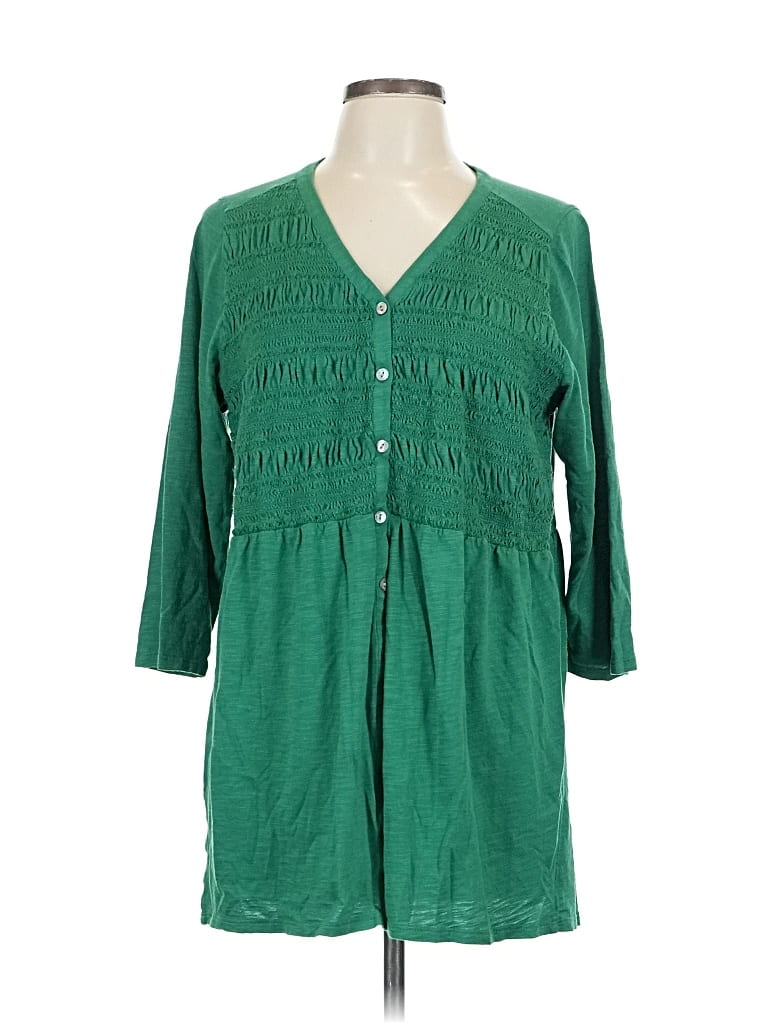 Pre-owned Jjill 3/4 Sleeve Blouse In Green
