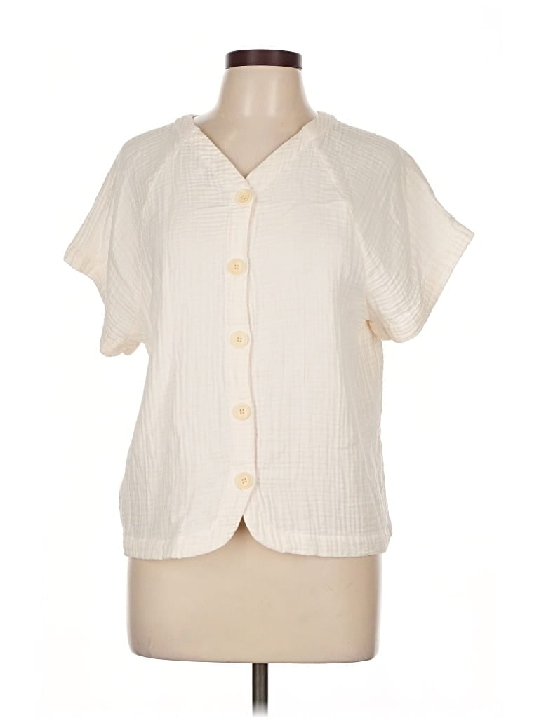 Pre-owned Madewell Short Sleeve Blouse In White