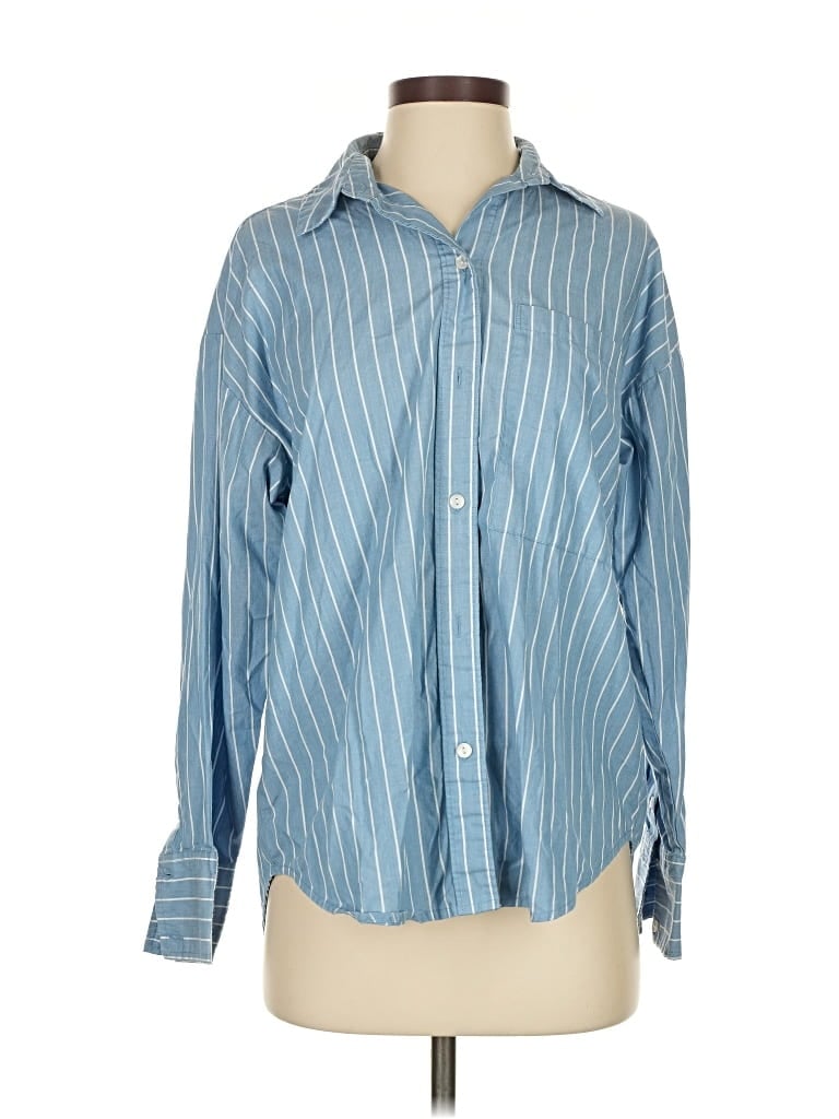 Pre-owned Abercrombie & Fitch Long Sleeve Button Down Shirt In Blue