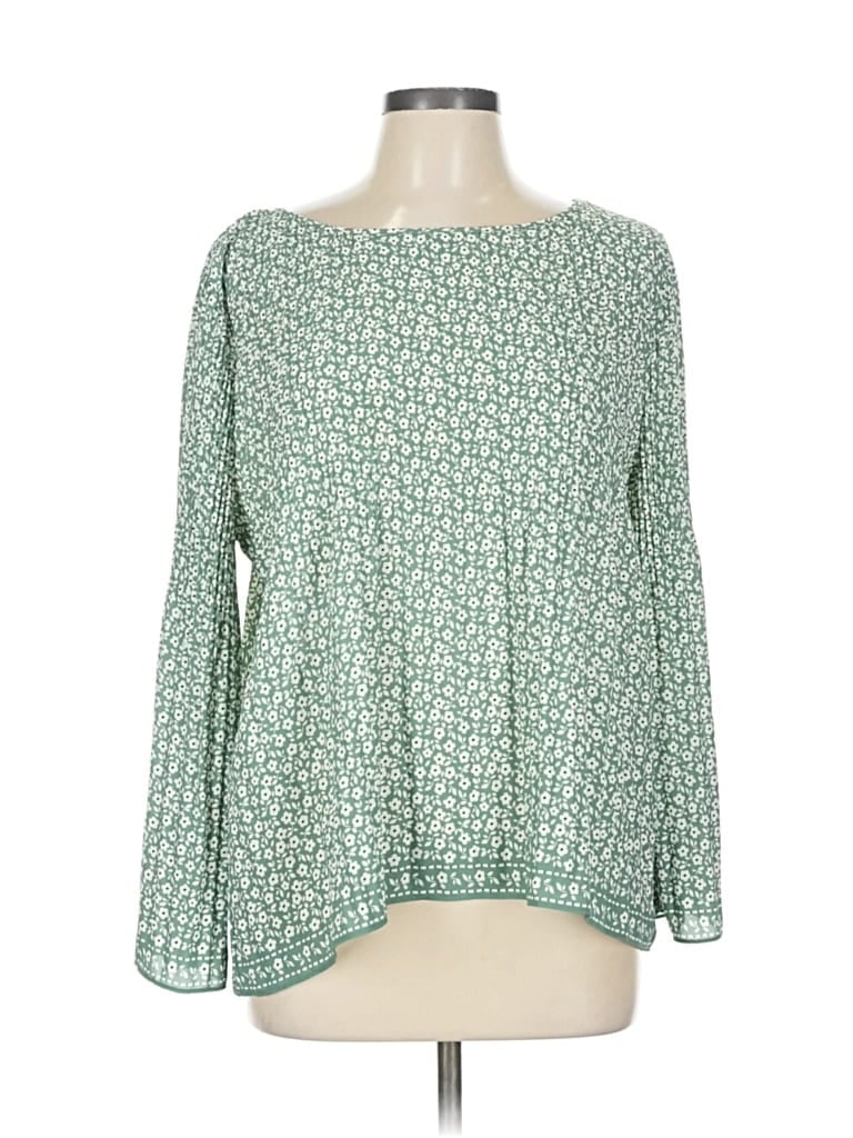 Pre-owned Max Studio Long Sleeve Blouse In Green