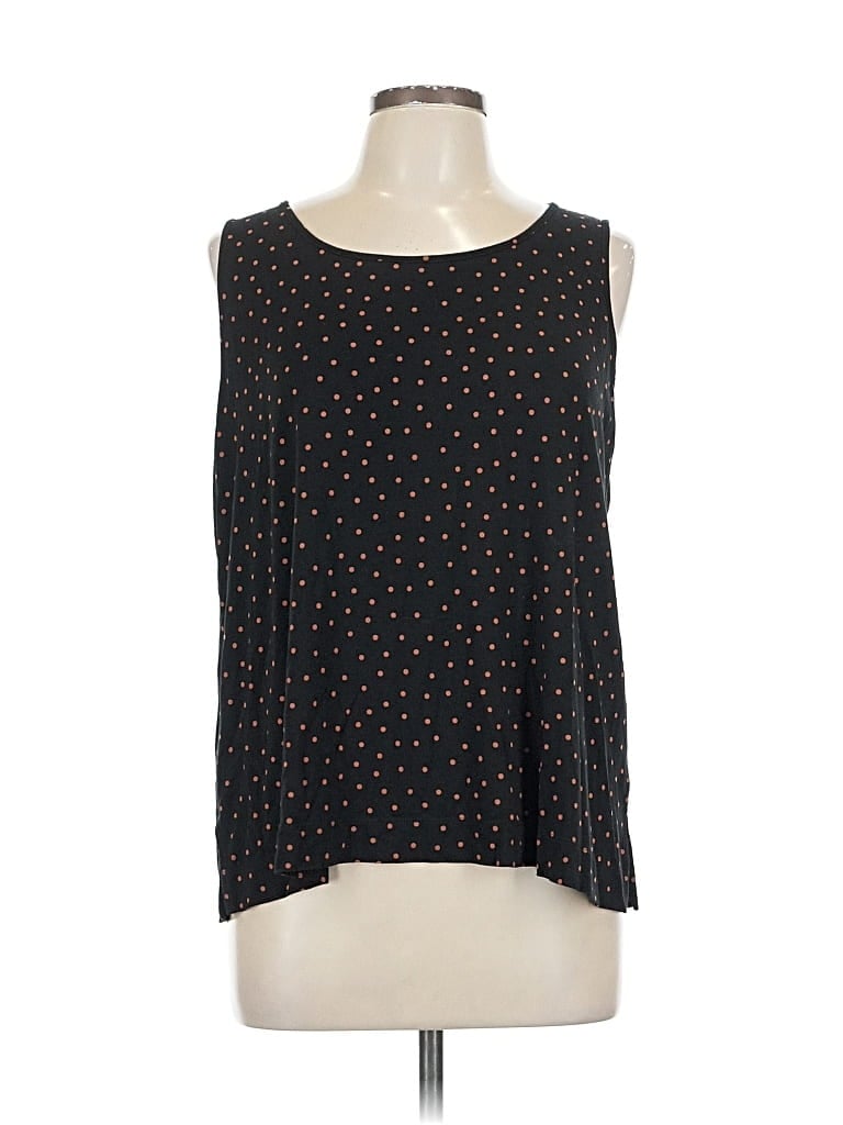Pre-owned Jjill Sleeveless Top Black Polka Dots Pattern Scoop Neck Tops