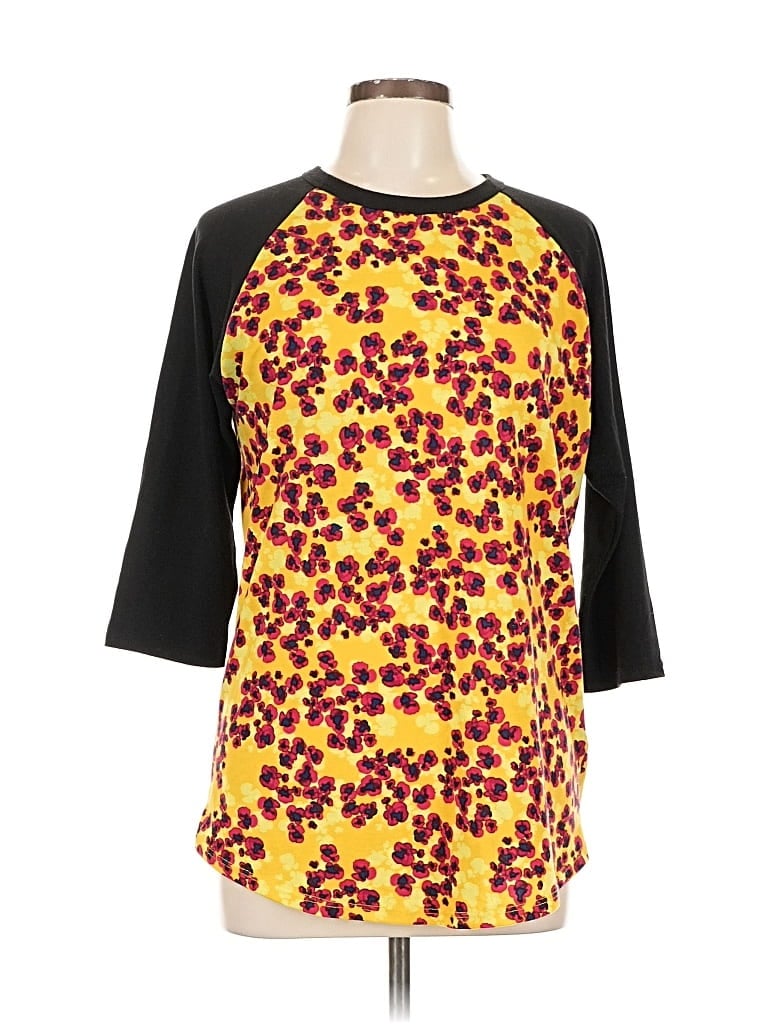 Pre-owned Lularoe 3/4 Sleeve Top Yellow Boatneck Tops