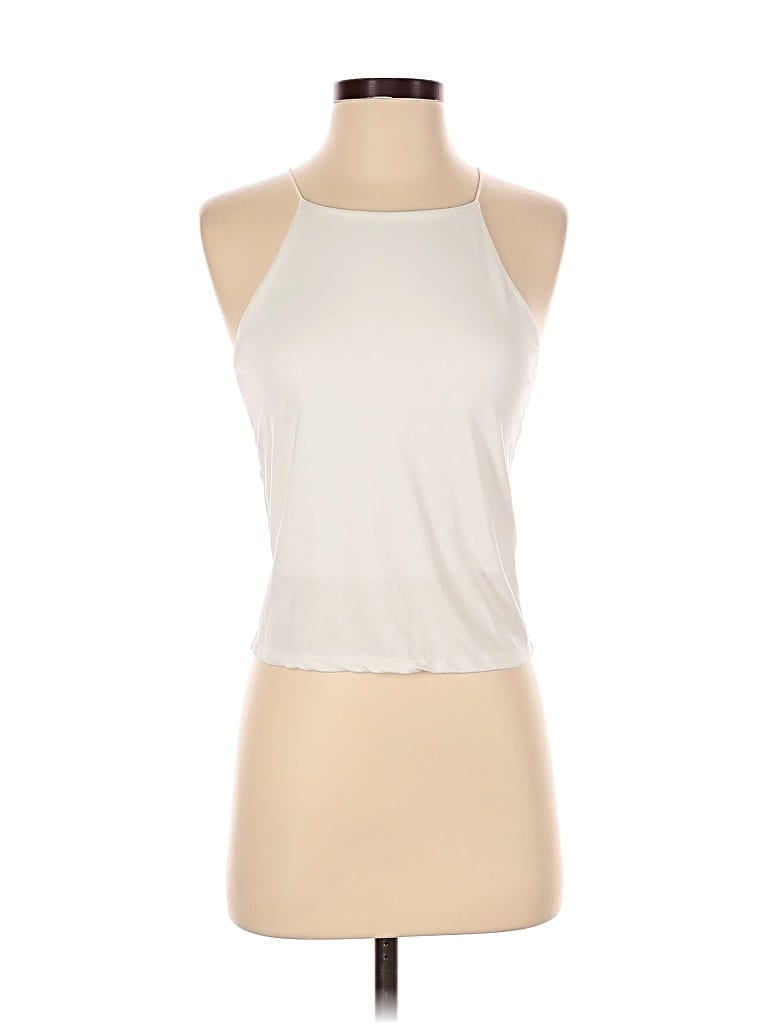 Pre-owned Gaze Tank Top Ivory Halter Neckline Tops In White