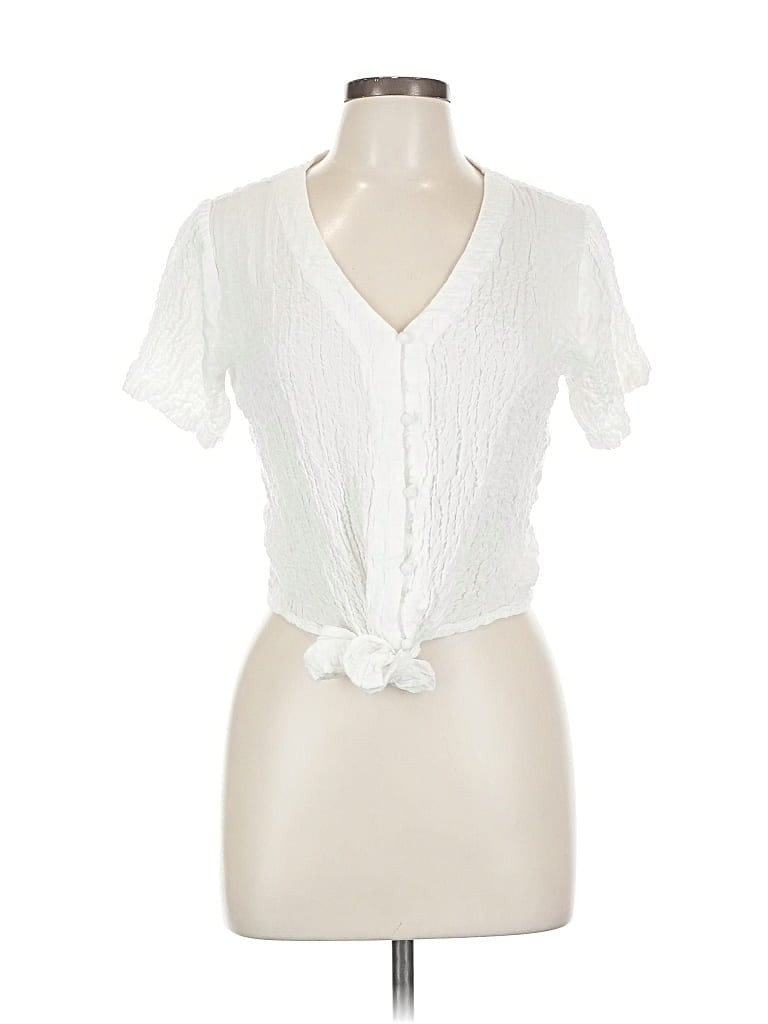 Pre-owned Jane And Delancey Short Sleeve Blouse In White