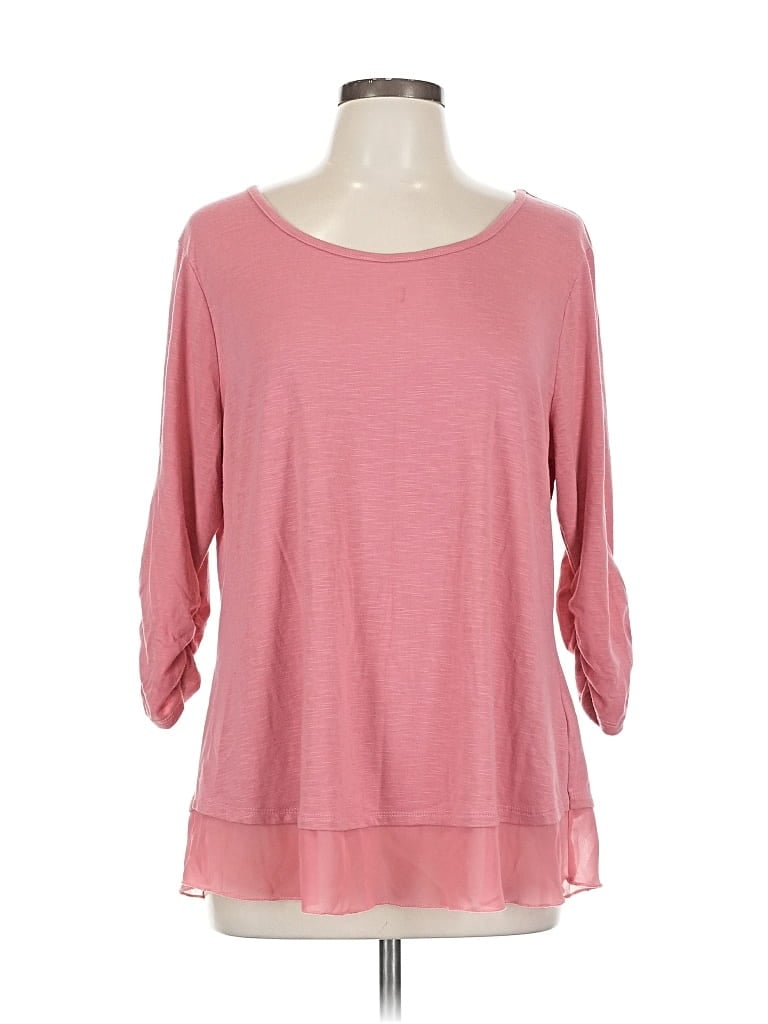 Pre-owned Style & Co 3/4 Sleeve Top Pink Boatneck Tops