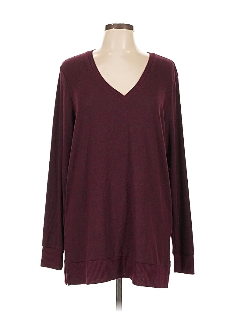 Pre-owned Lucky Brand Pullover Sweater In Burgundy
