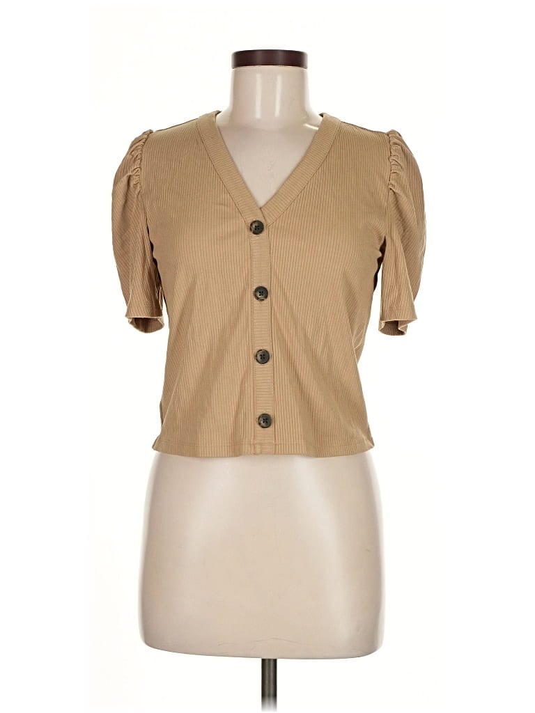 Pre-owned Ann Taylor Loft Short Sleeve Henley Shirt In Brown