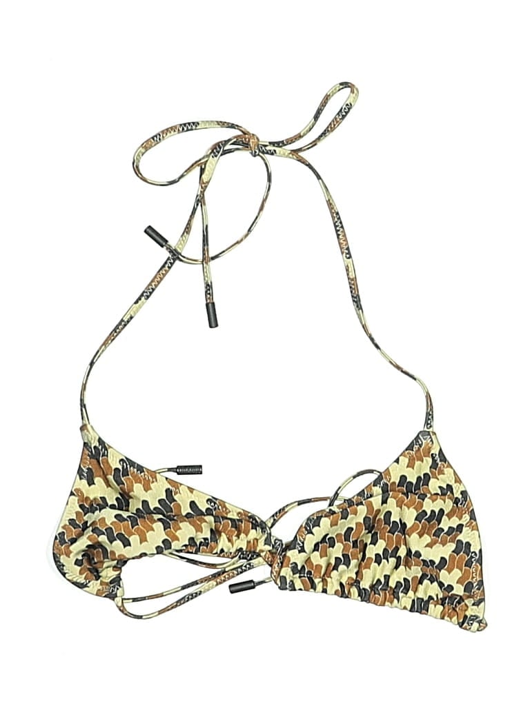 Pre-owned Triangl Swimsuit Top Brown Tweed Pattern Swimwear