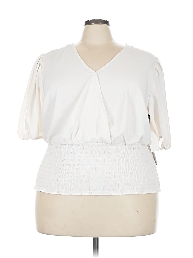 1.STATE Pre-owned Short Sleeve Blouse In White
