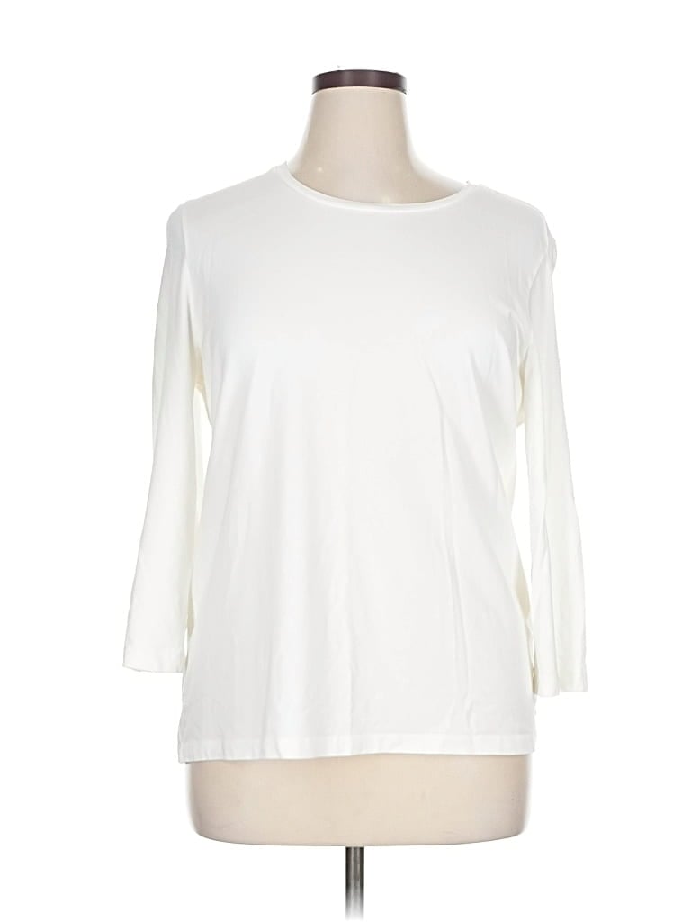 Pre-owned Chico's 3/4 Sleeve T-shirt In White