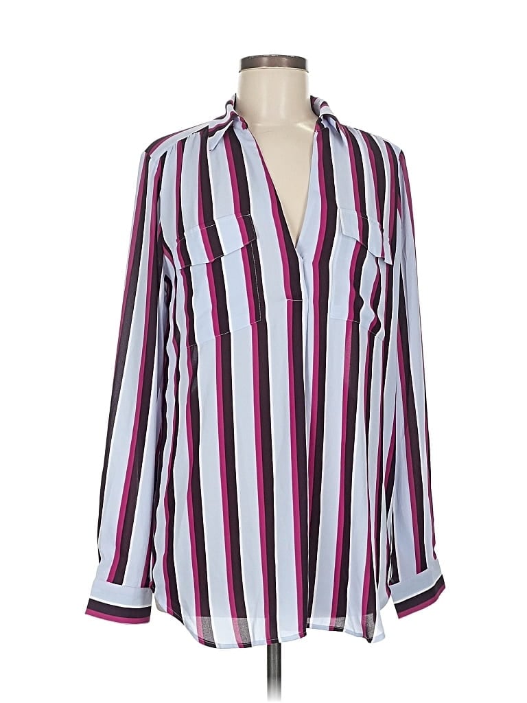 Pre-owned Ann Taylor Long Sleeve Blouse In Purple