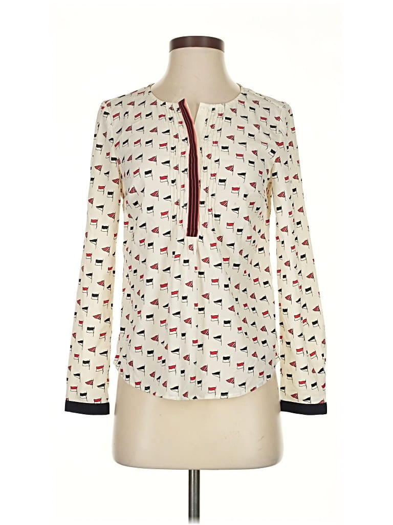 Pre-owned Talbots Long Sleeve Blouse In White