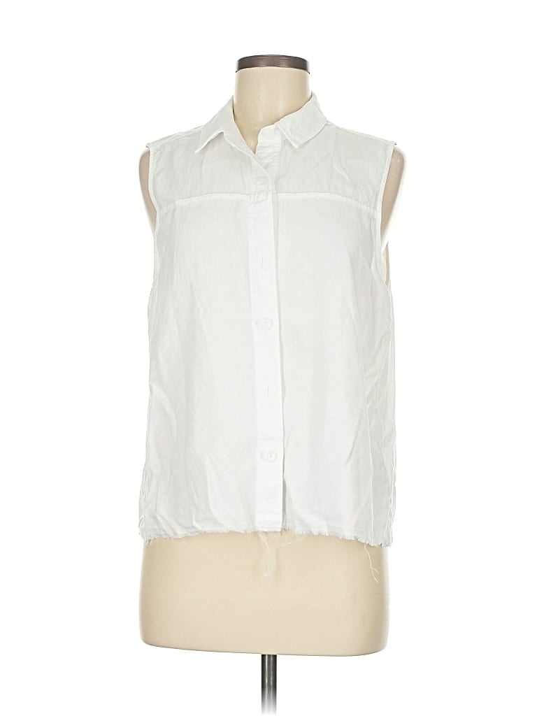 Pre-owned Cloth & Stone Sleeveless Button Down Shirt In White