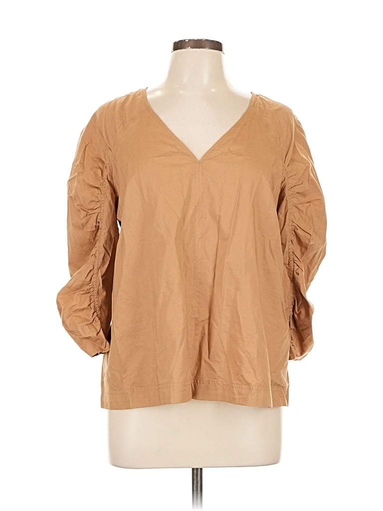 Pre-owned Ann Taylor Loft 3/4 Sleeve Blouse In Brown