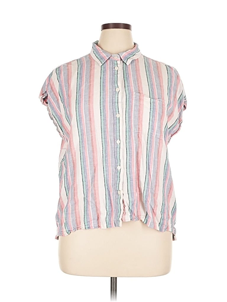 Pre-owned Orvis Short Sleeve Blouse In Pink