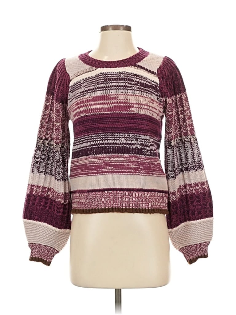 Pre-owned Splendid Wool Pullover Sweater In Burgundy