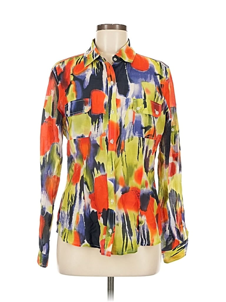 Pre-owned Calvin Klein Long Sleeve Blouse In Orange