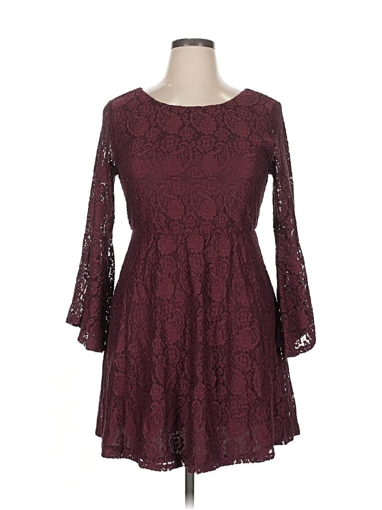 Pre-owned Rewind 3/4 Sleeve Top Burgundy Boatneck Tops