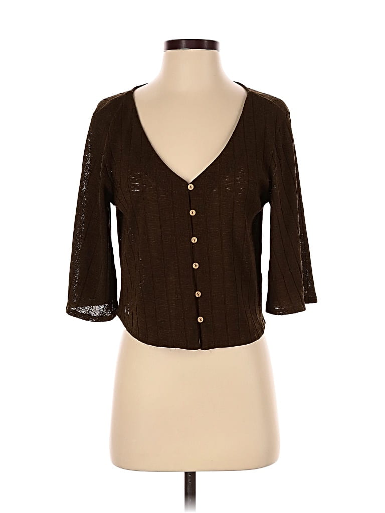 Pre-owned H&m 3/4 Sleeve Blouse In Brown