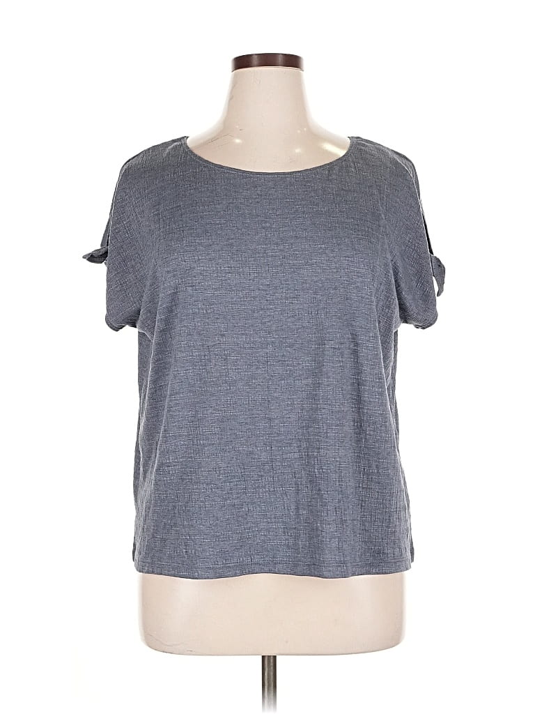Pre-owned Max Studio Short Sleeve Top Gray Crew Neck Tops